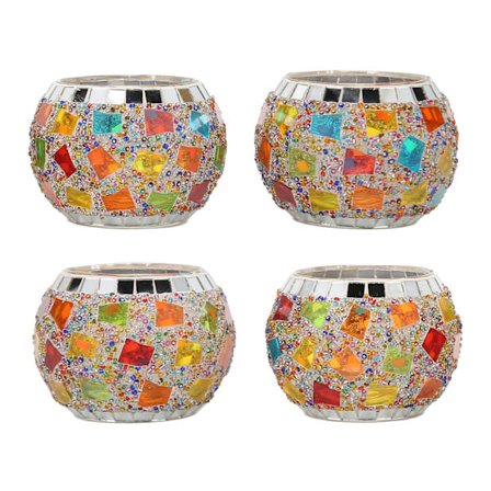 4 stk. Glass Lysestake Rund Dekorativ Utsøkt Telys Votive Lyseskål for Aromaterapi Festdekorasjon