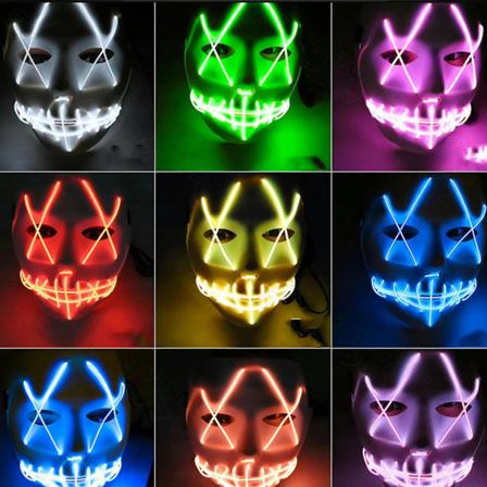 Halloween Stitches Scary Led Mask Halloween Cosplay Costume Light Up Party Prop Pink