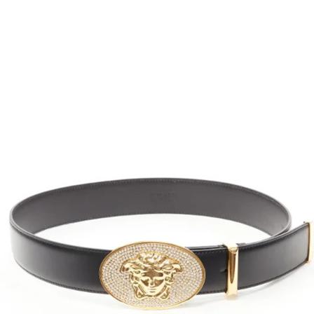 Versace Pre-owned, Pre-owned Leather belts Zwart, Dames, Maat:ONE Size