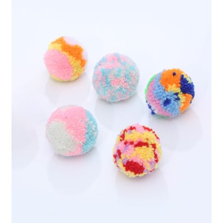 6-pak med fargerike katteleker, interaktive garnkattballer, Pom Poms C