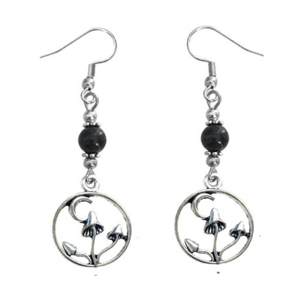 Örhängen Svamp Crescent Moon Onyx Mushroom Svampar Höst