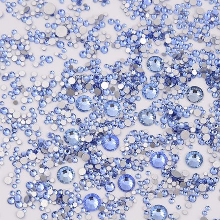 Strass-stenar med platt baksida för nagelkonst, ljusblå