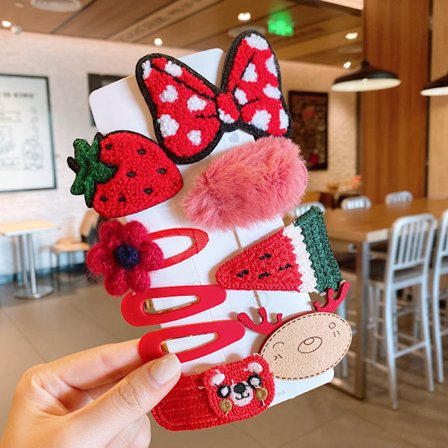 9 pakker (stor rød sløyfe) Søte hårspenner for barn Kawaii Jenter Hårtilbehør Sett Tegneserie Hårspenner Ingen Hårskade Fargerike Hårnåler Egnet fo