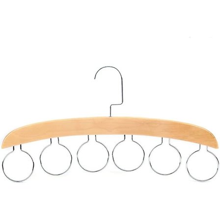 Hängare för halsdukar i trä med 6 ringar