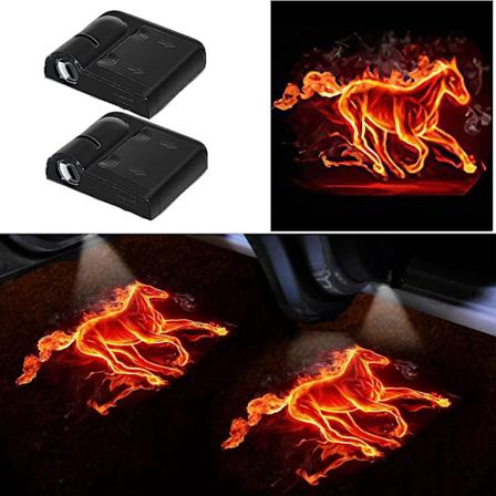 Fire Horse Bildeprosjektor for Billedør - Velkommen Hilsen Spøkelses Skygge Lampe (2 stk)