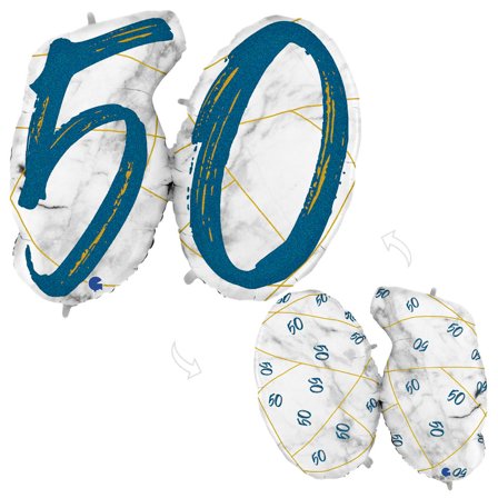 Marble 50 Holografisk Ballon Tal Mørkeblå