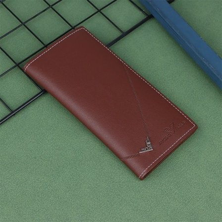 IC Män PU-läderplånböcker Herr lång design Causal Plånböcker Man Fol Brown