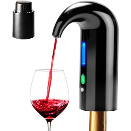 Elektrisk vinkaraffel med automatisk vindispenser, filter, lufting, helletut og vinflasketilbehør for vinelskere
