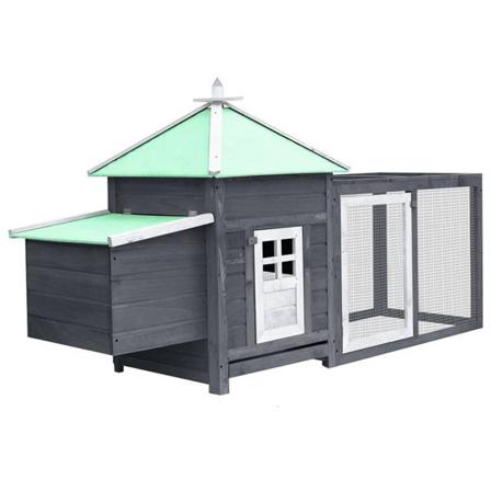 Vidaxl Hönsbur Med Värprede Grå 190x72x102 Cm Massivt Granträ Grå