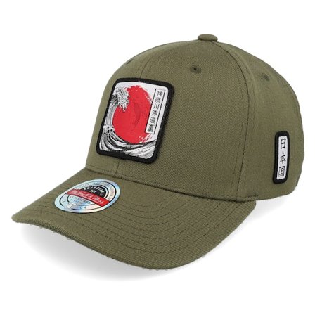 Yapan - Groen adjustable Cap - Great Wave Olive Adjustable @ Hatstore