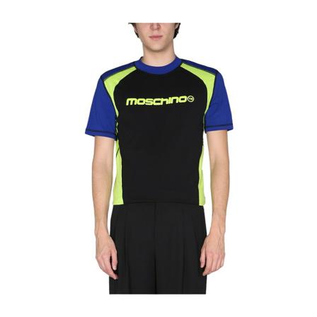 Moschino T-Shirt With Rubber Logo Sort, Herre