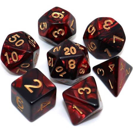 1 flersidet terningsett glitter terninger for dungeons and dragons rollespill grønn blandet svart nebula terninger