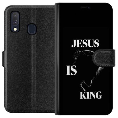 Kompatibel Tegnebogsetui til Samsung Galaxy A40 Farverige kawaii-figurer stakket lodret på en lilla baggrund med bløde former og en legende sød fø