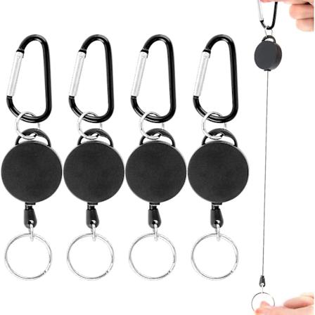 4 stk. Retraherbart nøkkelknippe Retraherbart nøkkelring Badgeholder Nøkkelknippe Gave