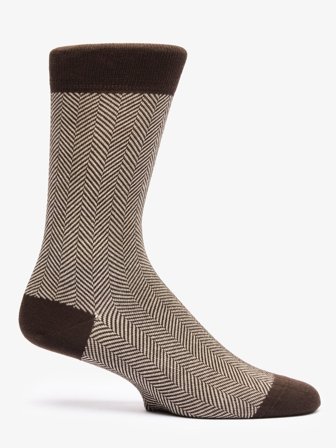 Brown Herringbone Socks Cotton