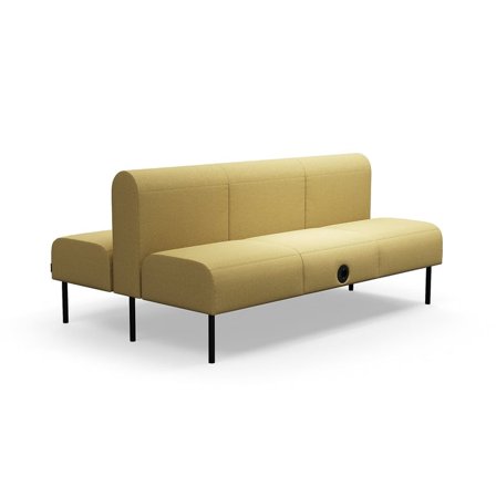 Modulsofa VARIETY, 3-personers sofa, med USB-stik, dobbelt, stof Pod CS, gul