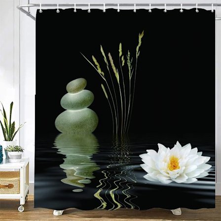 Bruseforhæng med stenprint, vaskbart stofgardin med krog, dekorativt badeværelsesgardin, sten, 3D bruseforhæng B180xH200cm