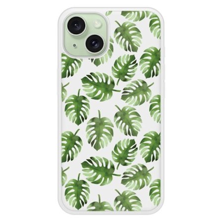 Förstärkt silikon skal med tryck kompatibel med Apple iPhone 15 Monstera blad