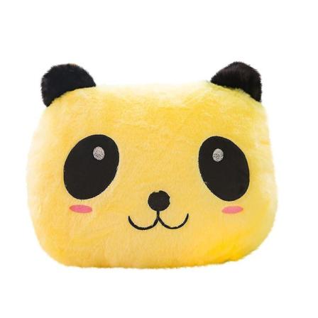 Søt myk panda glitrende pute leketøy Fargerik led pute glødende panda plysj (gul) A
