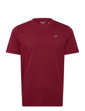 Icon Crew Knit T Shirt Burgundy Hollister