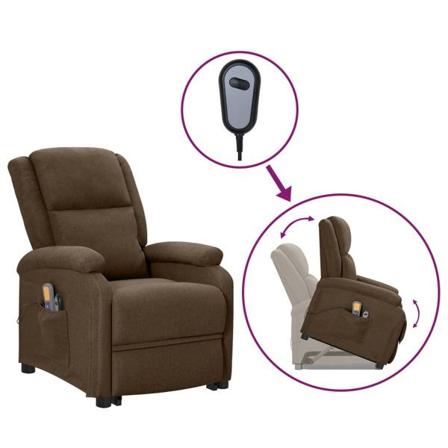 Vidaxl Massagefåtölj Med Uppresningshjälp Brun Tyg Brun