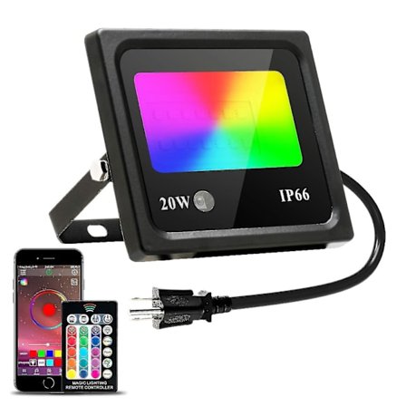 20w Rgb Flood Light, Fjärrkontroll och app dubbel lägeskontroll Led Flood Light Party Light Stage Lighting, 27