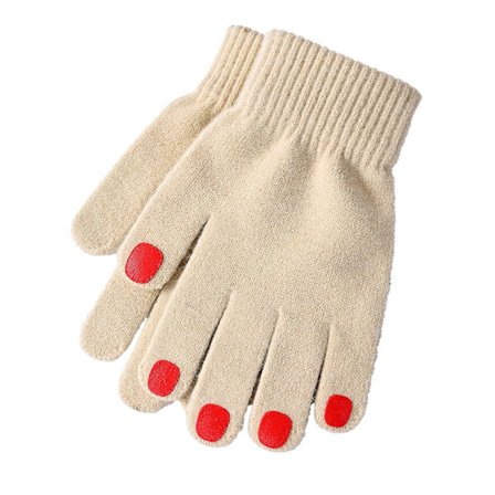 Strikkede damehansker vinterhansker røde negler tykke varme votter egnet for daglig ski- og rideturer.