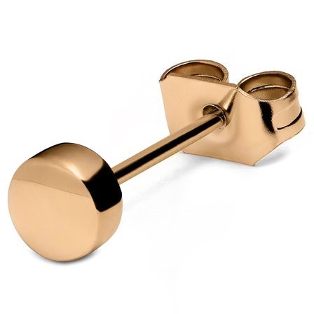 4mm Rosenguldfarvet Button Stud Ørering til mænd - Ørestikker