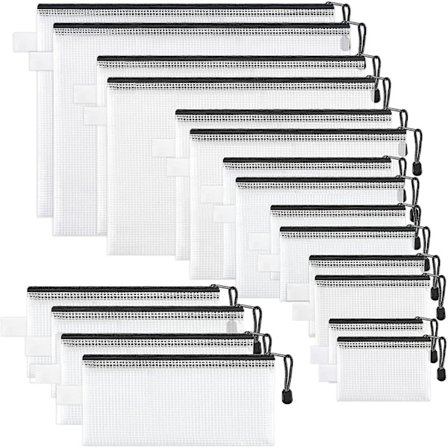 18-pack dragkedja nätpåse i 8 storlekar. Vattentäta dragkedjefilpåsar dokumentpåse flerfunktions reseväskor