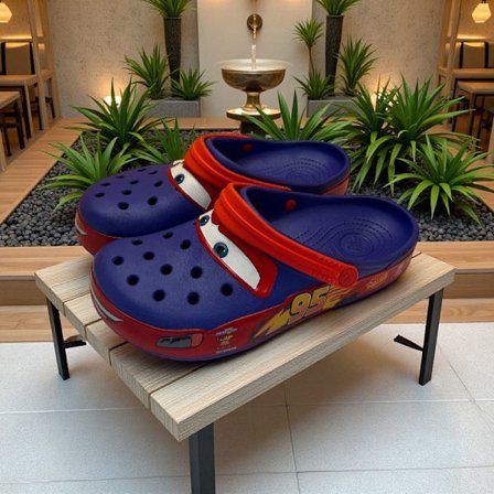 Crocs Lightning McQueen Utomhus Träskor, Blå Slip-On Sandaler, Unisex Storlek M6 W8