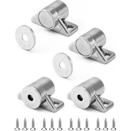 4 stk magnetisk lås, dørmagnet, sinklegering, med skruer, sølv, Sui