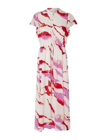 Slfmarine Ss Aop Ankle Dress B Maksimekko Juhlamekko Pink Selected Femme