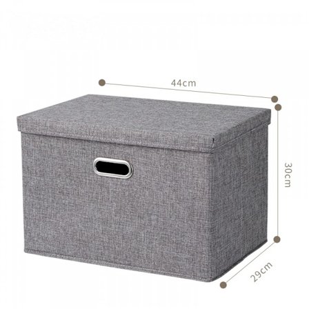Basics hopfällbar förvaringslåda i jutetyg med lock, storlek