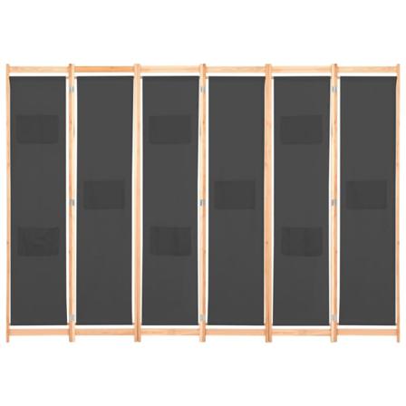 Vidaxl Rumsavdelare 6 Paneler 240x170x4 Cm Grå Tyg Grå