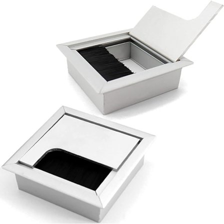 Kaapelin läpivientikansi neliöjohto 80x80mm yhteensopiva upotettu pöydälle Pöytäkaapelin järjestäjä yhteensopiva huonekalujen hopeakaapelin läpivienti