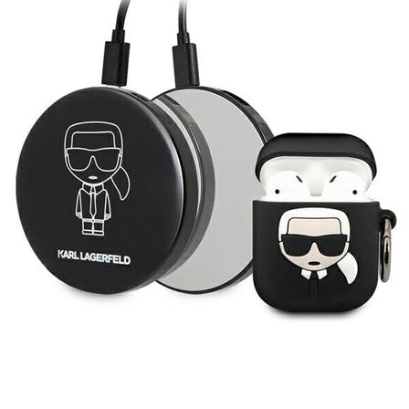 Karl Lagerfeld Ikonik-etui for AirPods + Powerbank - Svart