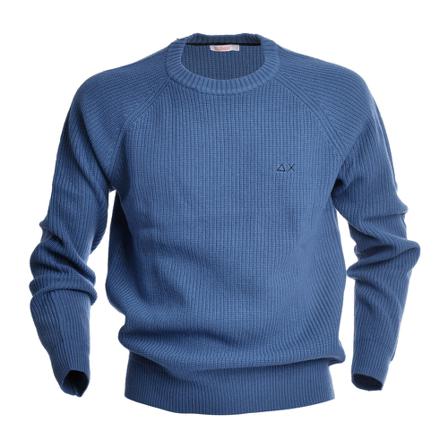 Sun68 Raglan Crew Neck Sweater English Rib Blå, Herre
