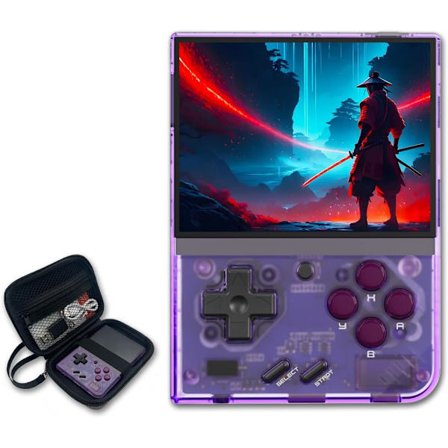 2025 Seneste Model Miyoo Mini Plus Håndholdt Spillekonsol 3,5-tommer 640*480 IPS Skærm 3000mAh Kompatibel med Multiplayer Bærbart Etui Lilla