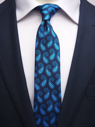 John Henric Herr Mörkblå Paisley Slips Storlek 6,5
