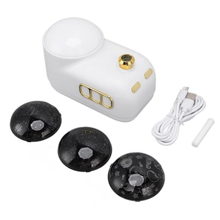 Tåg Luftfuktare Projektor Tecknad Retro Laddning Mjukt Ljus Skrivbordsfuktare Nattlampa för Sovrum Kontor Vit