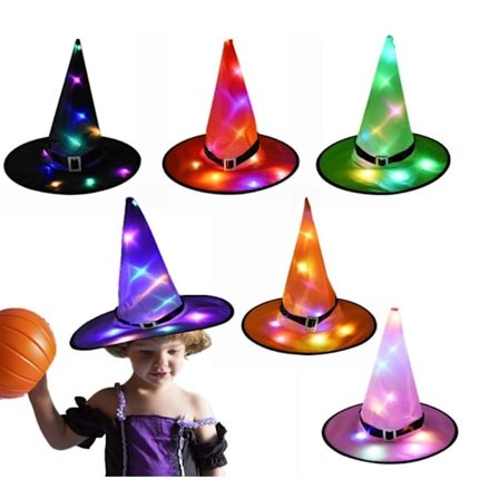 6-pack Halloween Häxhattlampor, Halloween LED Hängande Ljusa Häxhattar