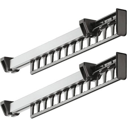 315 mm Udtrækkelig Skuffe Skab Garderobe Stang Organizer Metal Stativ til 12 Bøjler Pakke med 2