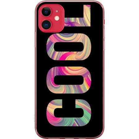 Kompatibel Mobilcover til Apple Apple iPhone 11 Modern typografisk kunst med ordet LOVE i flydende regnbuefarver mod sort baggrund, der skaber en stæ