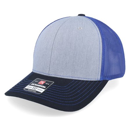 Richardson - 112 Tri Heather Grey/Royal/Black Trucker Trucker Grey Cap - @ Hatstore