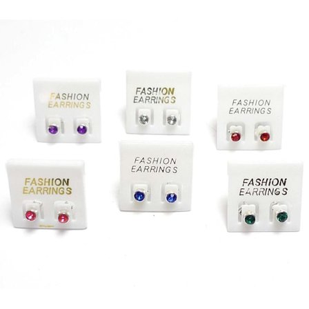 Silverpläterade örhängen med sten 6-pack