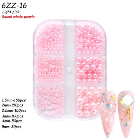 Nageldekorationer för Nail Art Halvcirkel Full Circle Färgglad Pearl Aurora 6-grid Pearl ZZ01 12g