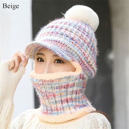 Ull Strikket Lue Skjerf Lue Sett BEIGE