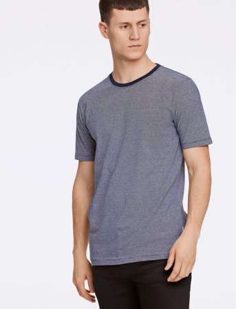Lindbergh Micro Striped Tee S/S - Navy - S