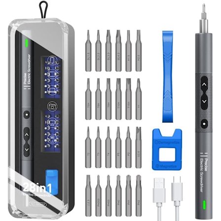 Mini Elektrisk Skruetrækker, 28 i 1 Lille Ledningsfri Genopladelig El