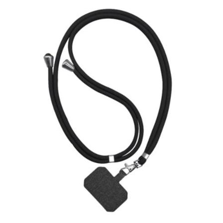 Universal Crossbody Nylon Patch Phone Lanyards Rope Mobiltelefon Svart